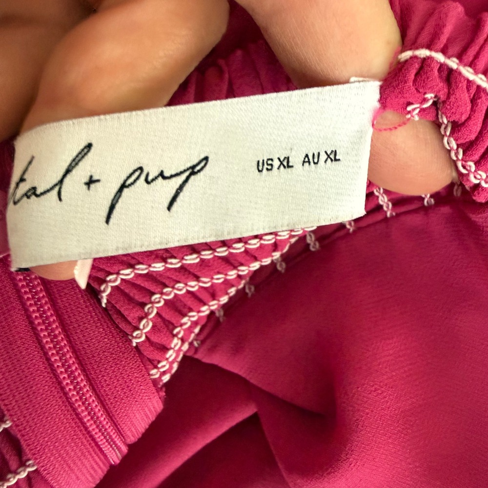 Petal and Pup Magenta Pink Bow Front Cutout Chiffon Romper‎ XL Smocked Back - Picture 5 of 7